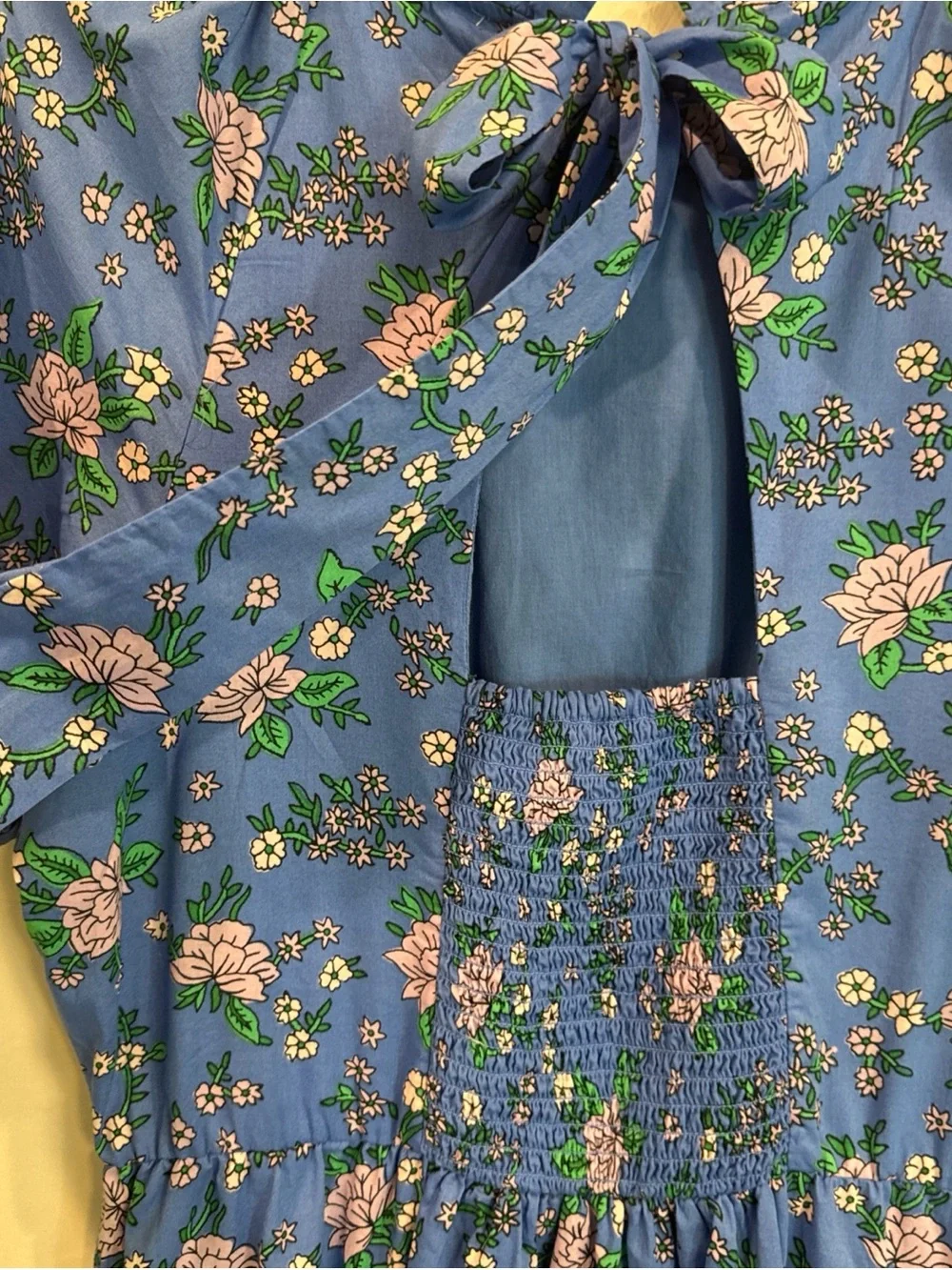 J. Crew Coastline Blue Floral Ruffle-Neck Casual Dress Sz 10 100% Cotton - Picture 4 of 8